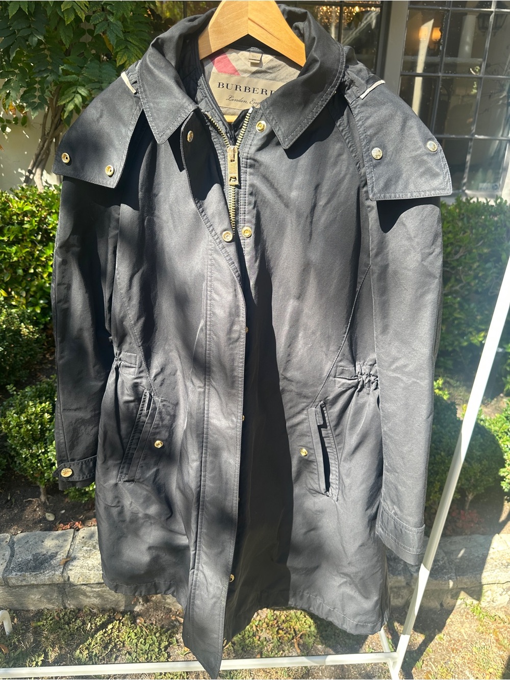 Burberry Black Women's Trench Coat with Gold Hardware
